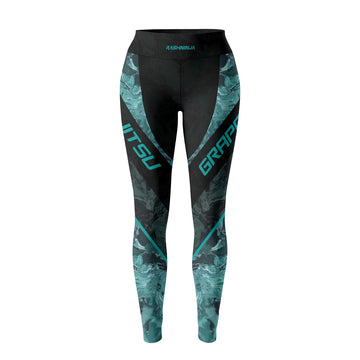 Rashninja Cyber Storm Turquoise Marble Women's Leggings