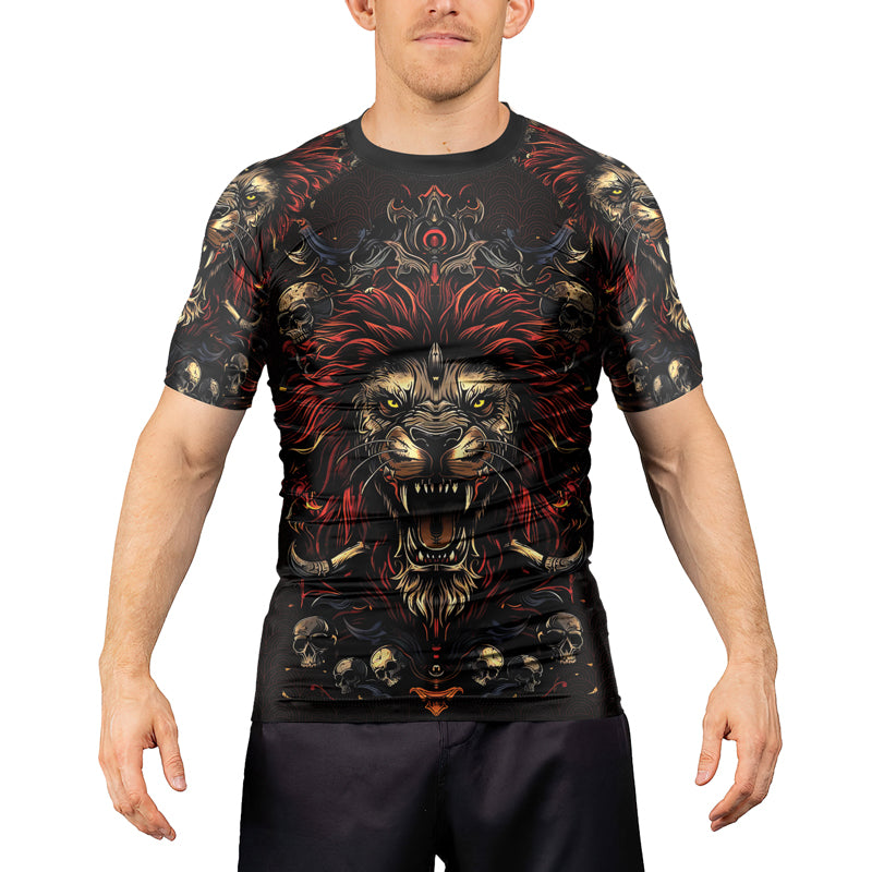 Rashninja King’s Wrath Men's Short Sleeve Rash Guard | Lion Fightwear