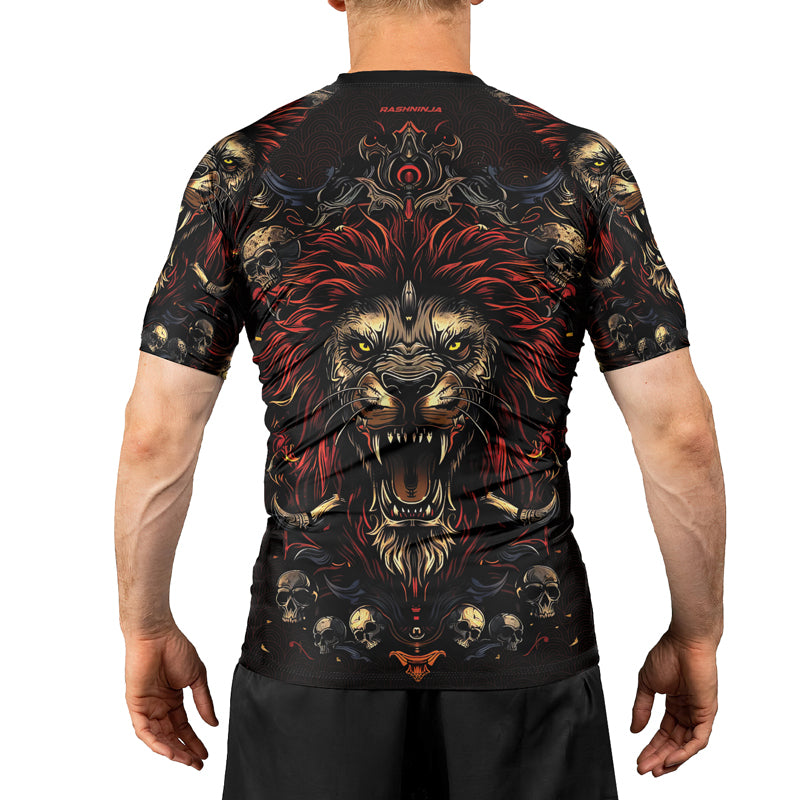 Rashninja King’s Wrath Men's Short Sleeve Rash Guard | Lion Fightwear