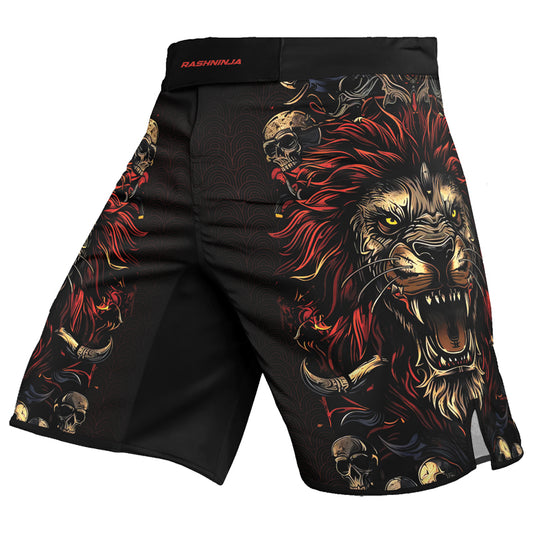 Rashninja King’s Wrath Men's Fight Shorts | Lion Compression Shorts