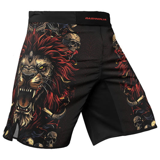 Rashninja King’s Wrath Men's Fight Shorts | Lion Compression Shorts