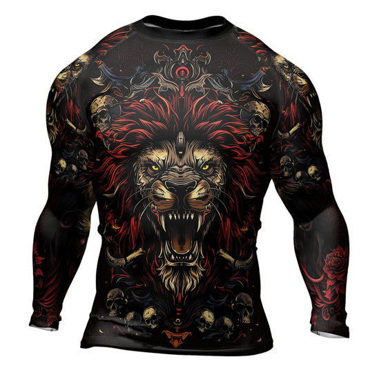 Rashninja King’s Wrath Men's Long Sleeve Rash Guard | Lion Fightwear