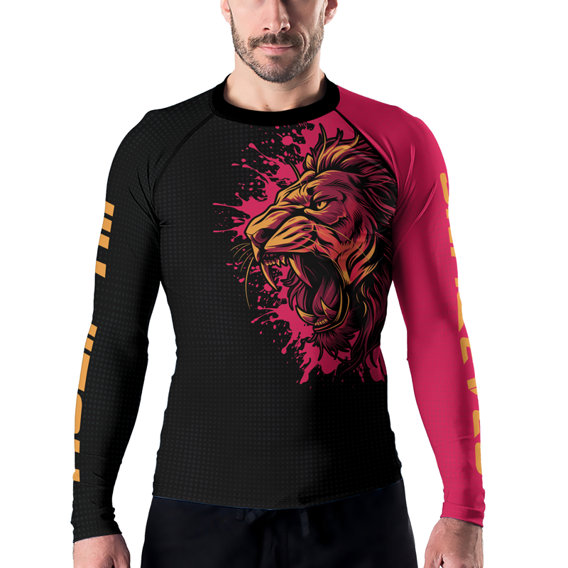 Bison Rash Guard Rashninja Roaring Lion Men's Long Sleeve Rash Guard | Fightwear