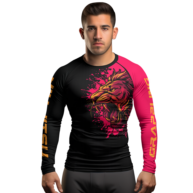 Bison Rash Guard Rashninja Roaring Lion Men's Long Sleeve Rash Guard | Fightwear