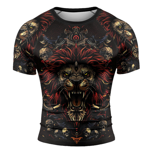 Rashninja King’s Wrath Men's Short Sleeve Rash Guard | Lion Fightwear