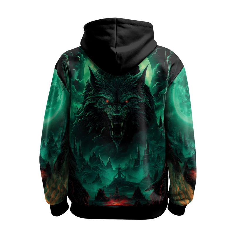 Rashninja Wild Snarling Wolf AOP Hoodie | Wolf Hoodies For Men