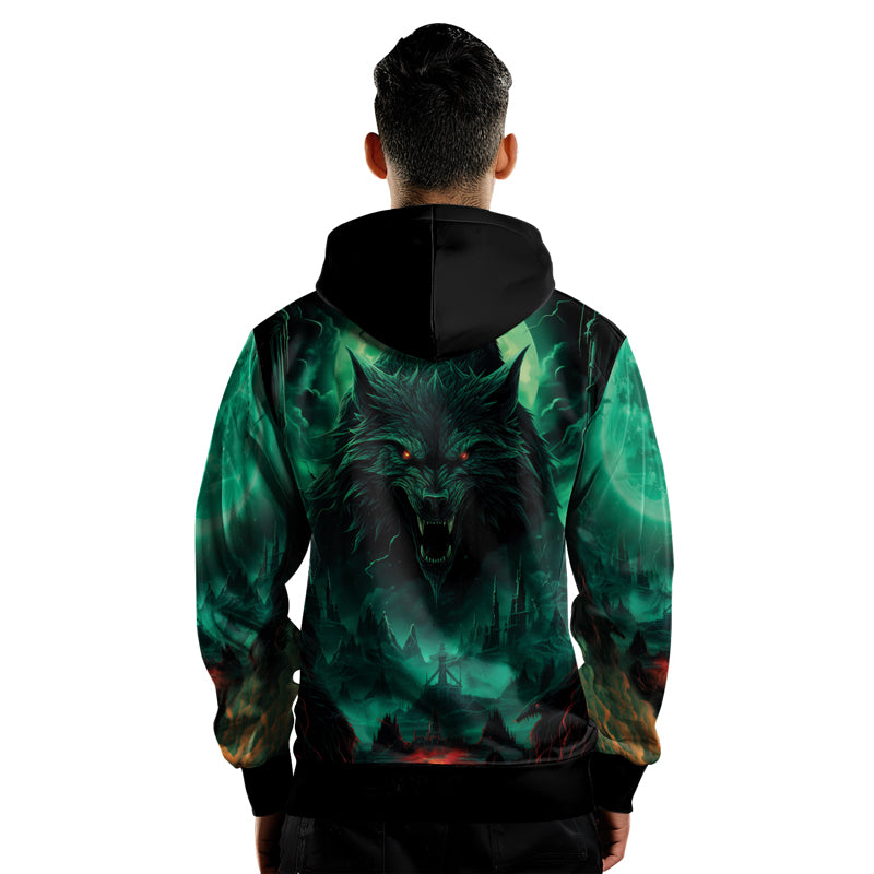 Rashninja Wild Snarling Wolf AOP Hoodie | Wolf Hoodies For Men