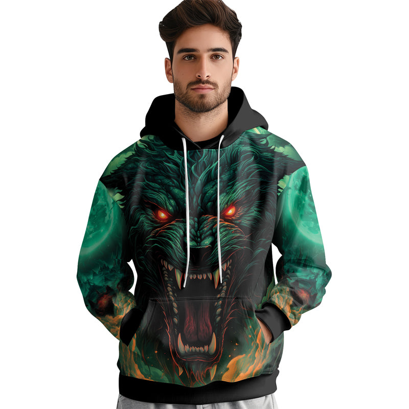 Rashninja Wild Snarling Wolf AOP Hoodie | Wolf Hoodies For Men