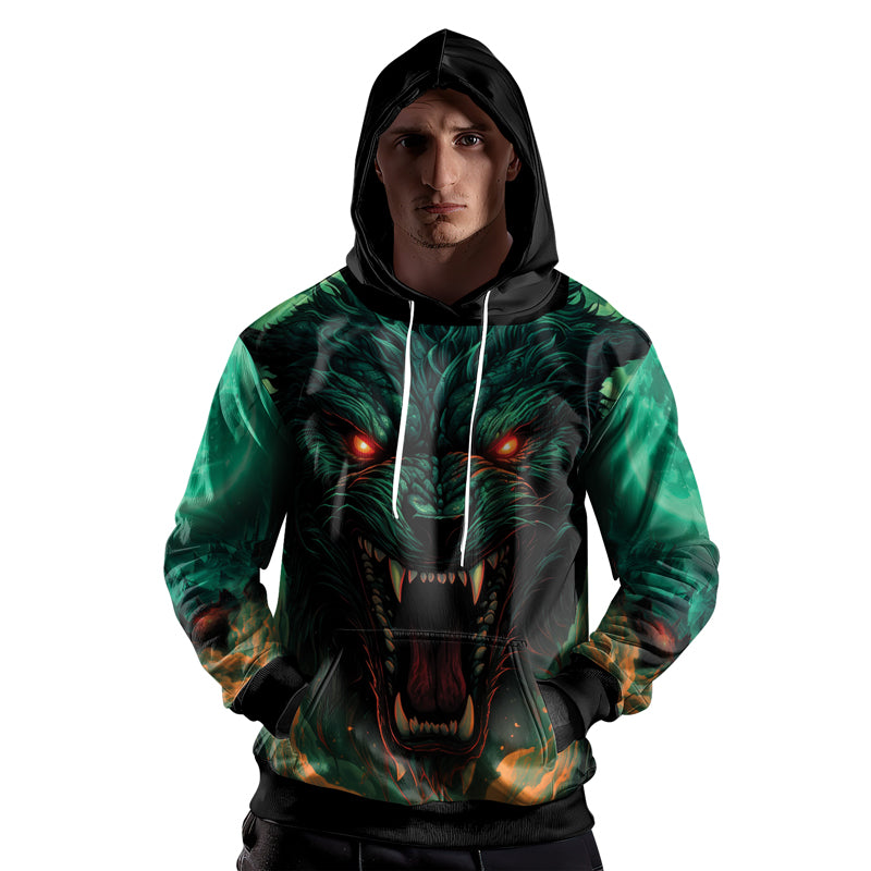 Rashninja Wild Snarling Wolf AOP Hoodie | Wolf Hoodies For Men