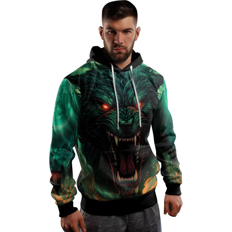 Rashninja Wild Snarling Wolf AOP Hoodie | Wolf Hoodies For Men