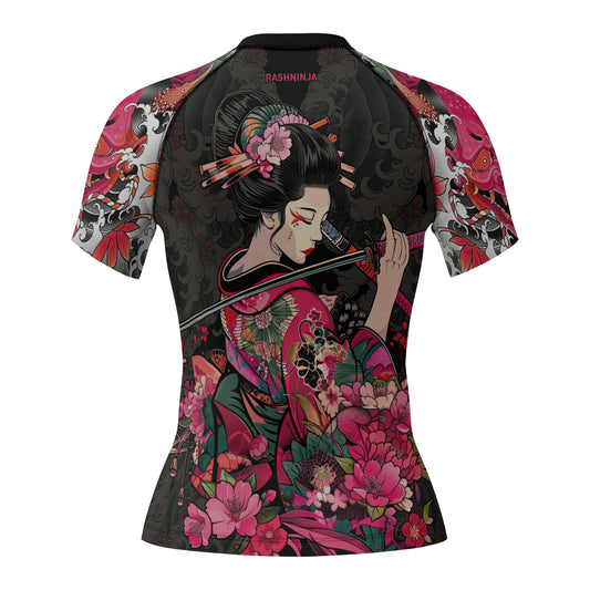 Rashninja Geisha Warrior Bloom Women's Short Sleeve Rash Guard