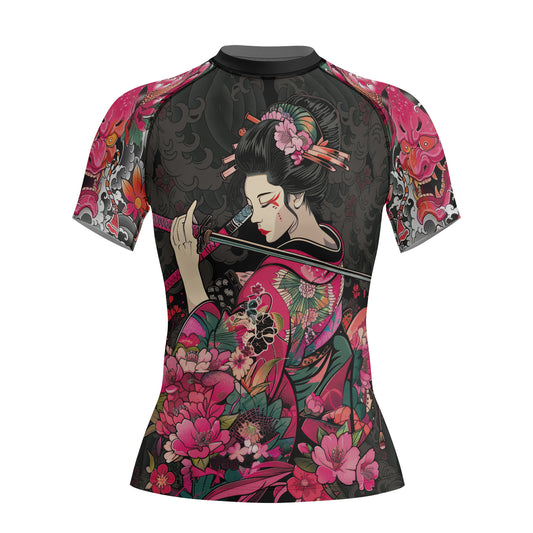 Rashninja Geisha Warrior Bloom Women's Short Sleeve Rash Guard