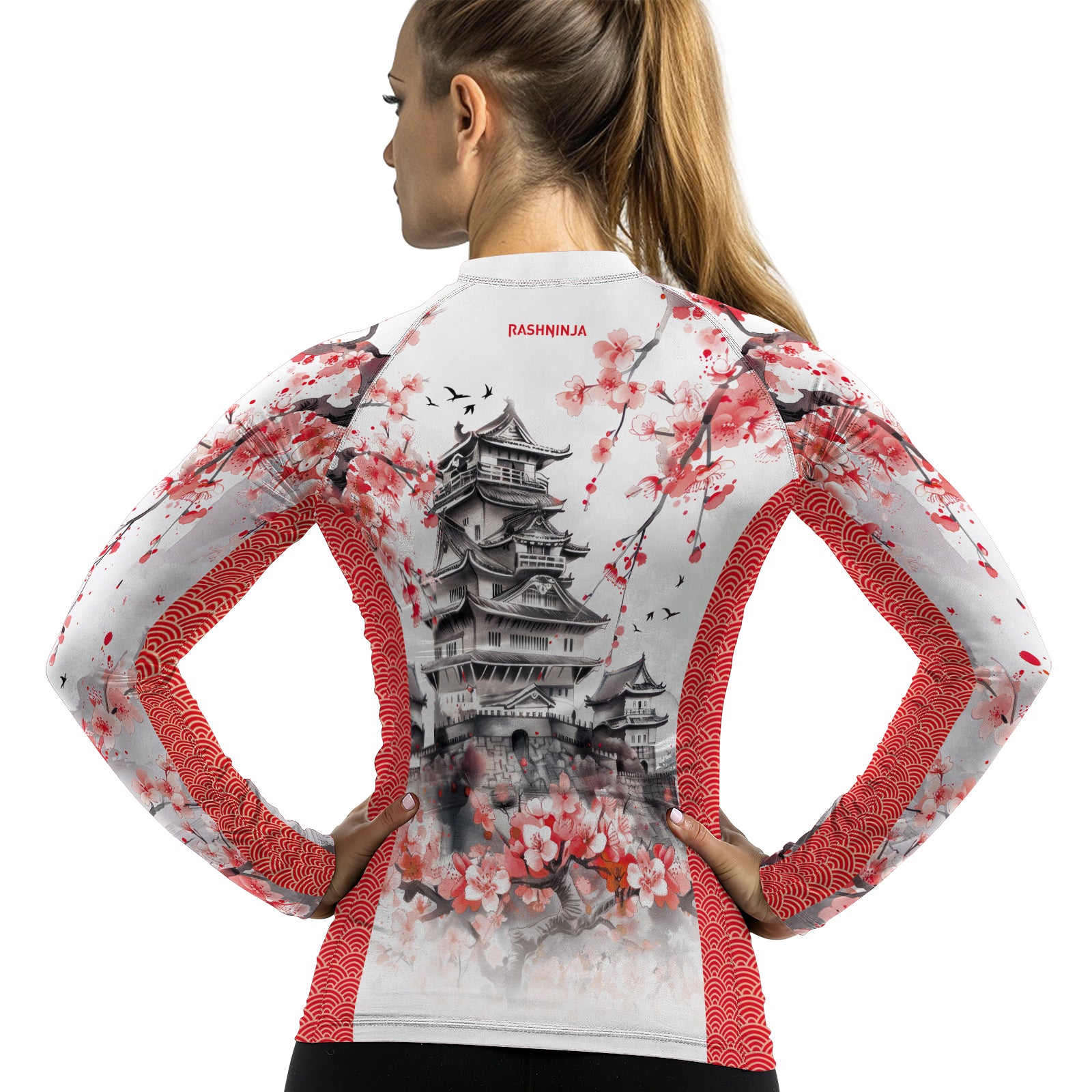 Rashninja Sakura and Castle Women's Long Sleeve Rash Guard