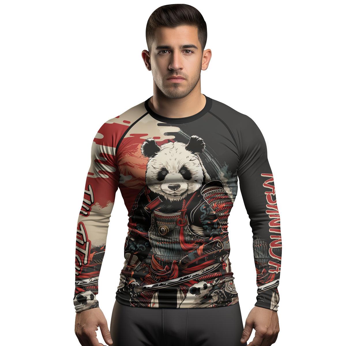 Rashninja Panda Samurai Warrior Men's Long Sleeve Rash Guard