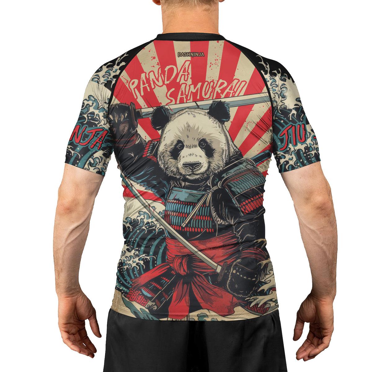 Rashninja Panda Samurai Men's Short Sleeve Rash Guard - Rashninja LLC