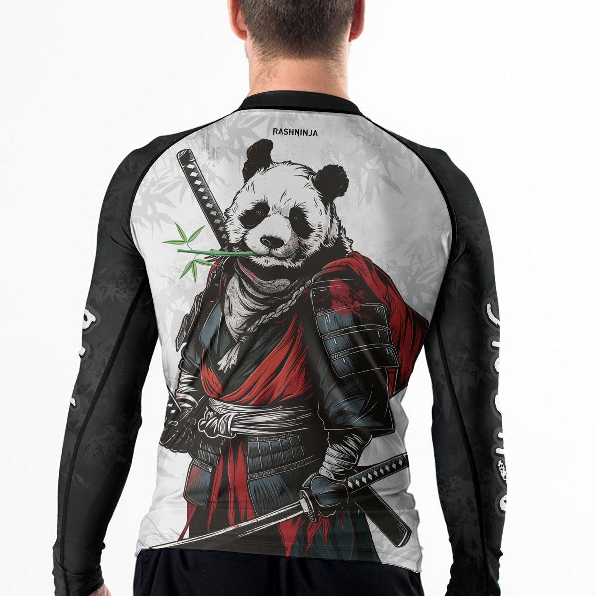 Rashninja Mystic Warrior Panda Samurai Men's Long Sleeve Rash Guard - Rashninja LLC