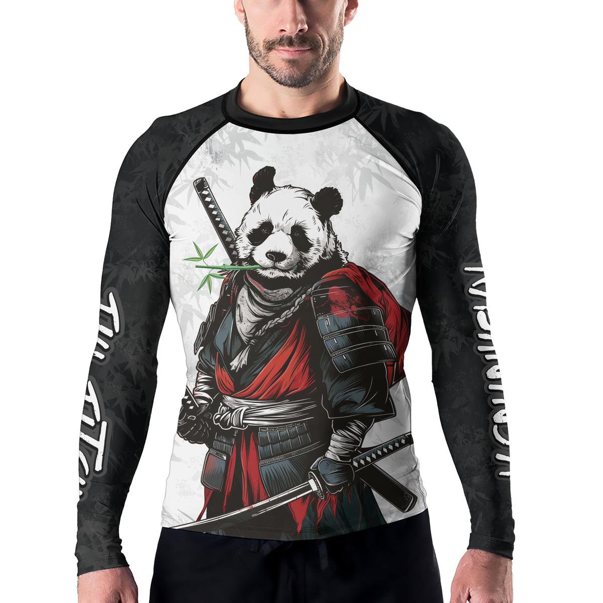 Rashninja Mystic Warrior Panda Samurai Men's Long Sleeve Rash Guard - Rashninja LLC