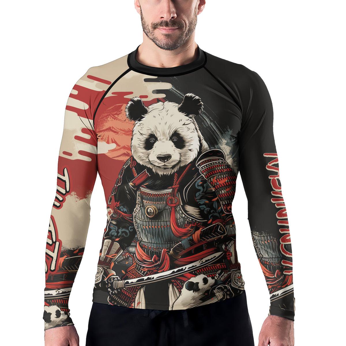 Rashninja Panda Samurai Warrior Men's Long Sleeve Rash Guard - Rashninja LLC