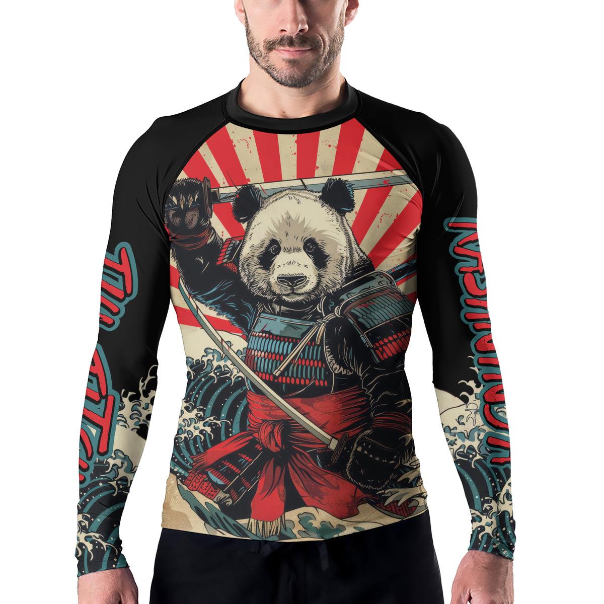 Rashninja Panda Samurai Men's Long Sleeve Rash Guard | Fight Shirt