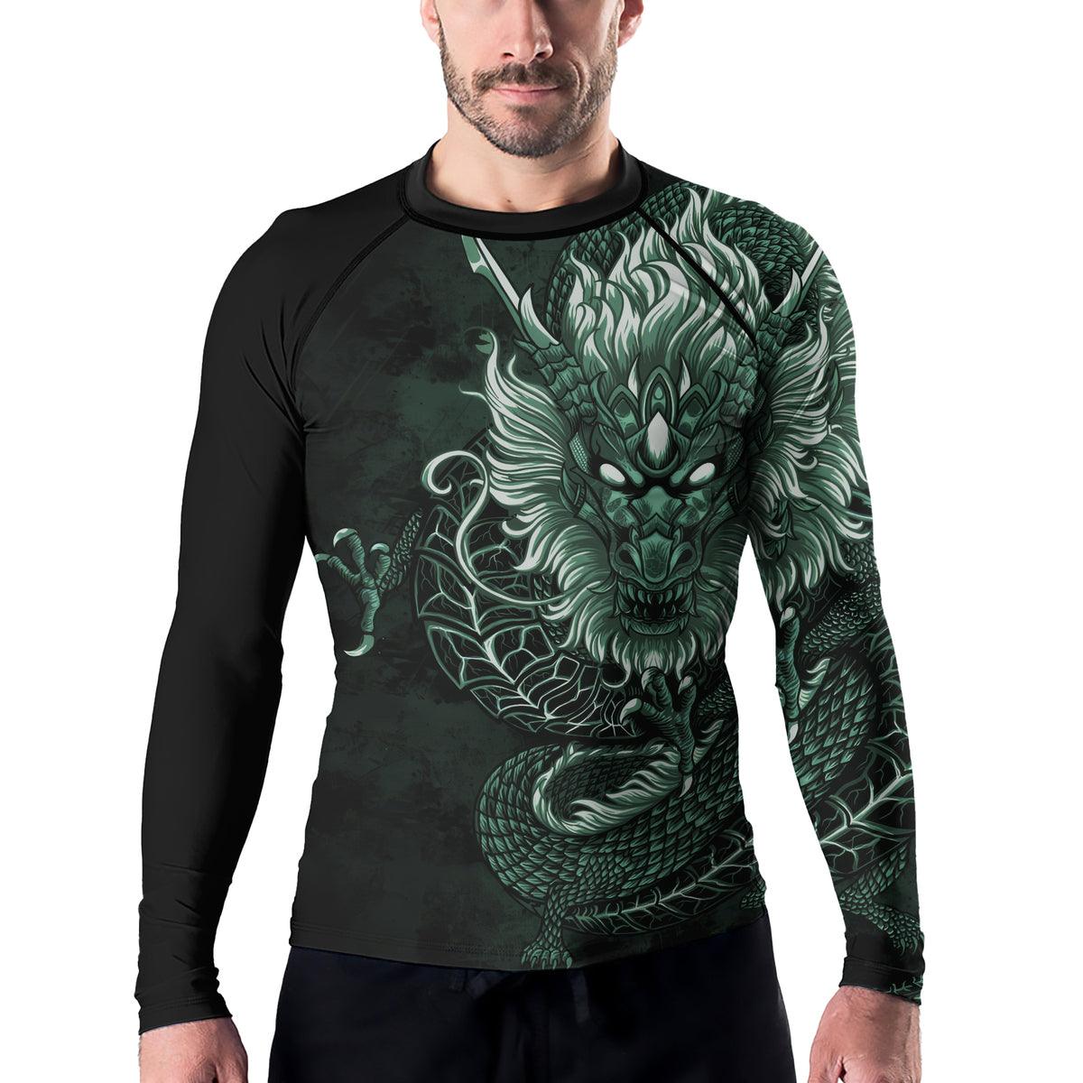 Rashninja Green Dragon Men's Long Sleeve Rash Guard | Fightwear