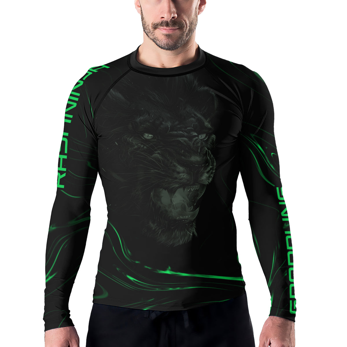 Bison Rash Guard Rashninja Lion's Power Men's Long Sleeve Rash Guard | Fightwear