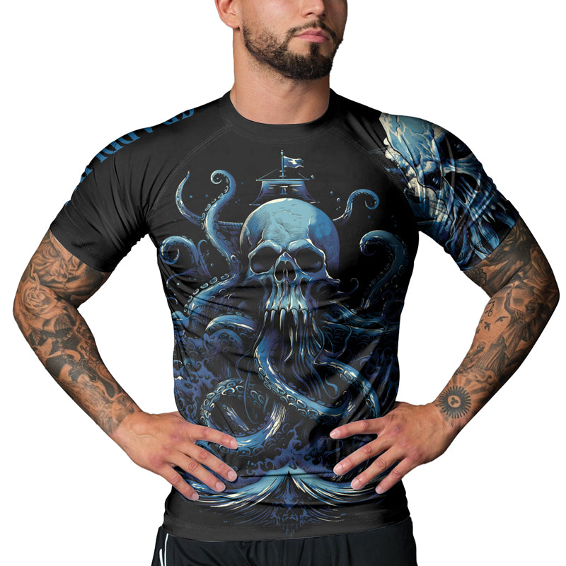 Rashninja Dreadbone Octopus Men's Short Sleeve Rash Guard | Rash Guard