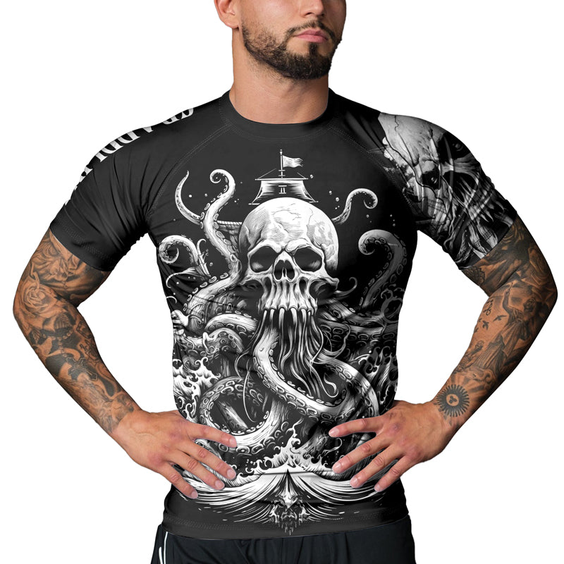 Rashninja Dreadbone Octopus Men's Short Sleeve Rash Guard | Rash Guard