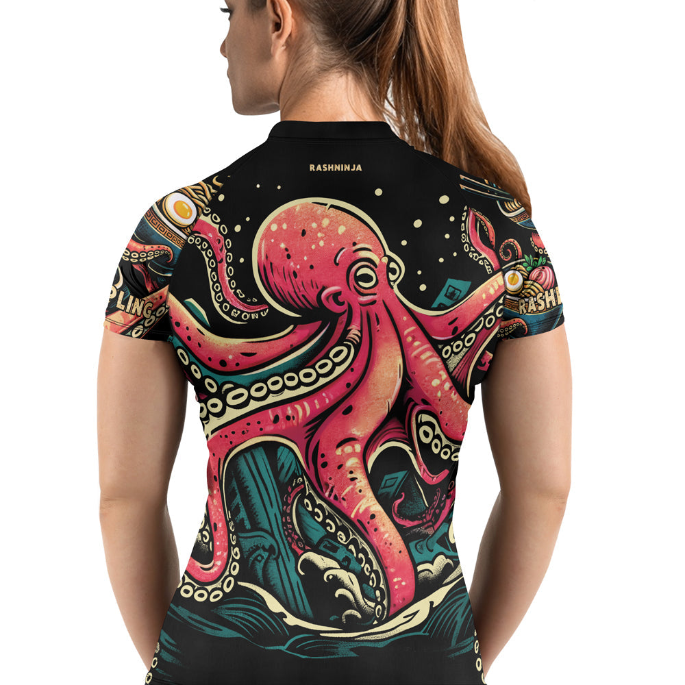 Rashninja Octopus Ramen Glow Women's Short Sleeve Rash Guard