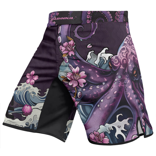 Rashninja Octopus Sakura Purple Men's Fight Shorts