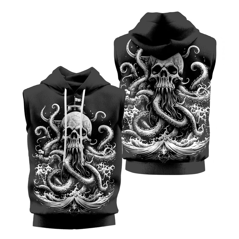 Rashninja Dreadbone Octopus Sleeveless Hoodie | MMA Sleeveless Hoodie