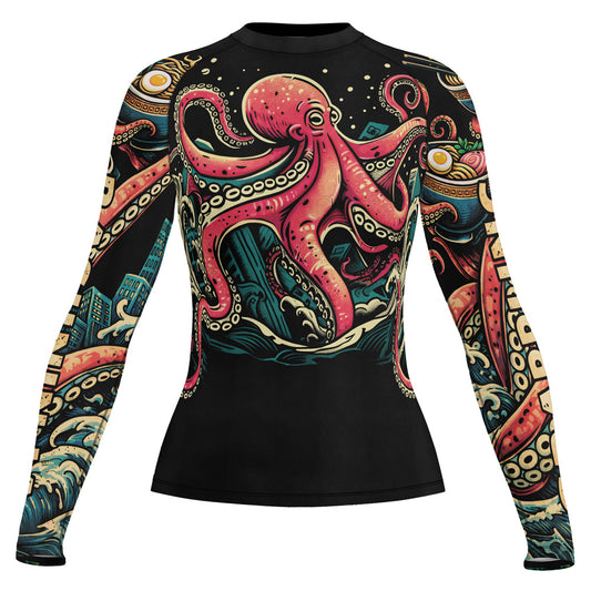 Rashninja Octopus Ramen Glow Women's Long Sleeve Rash Guard
