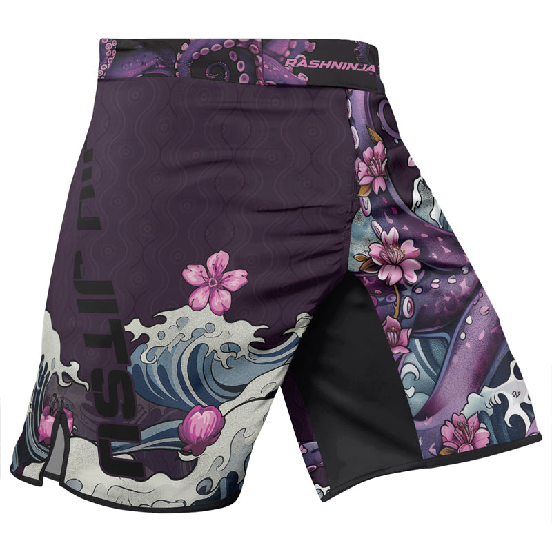 Rashninja Octopus Sakura Purple Men's Fight Shorts