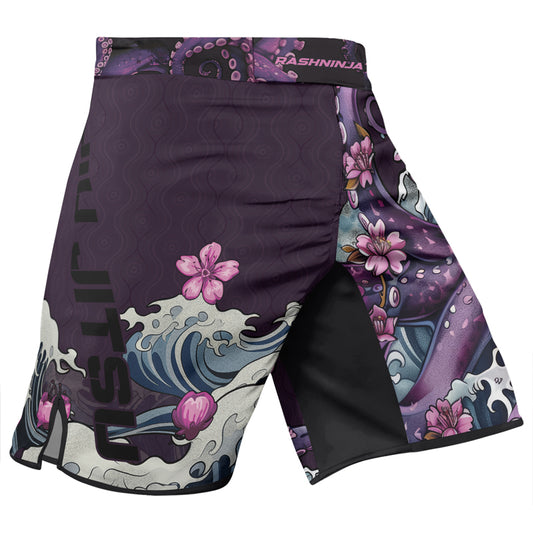 Rashninja Octopus Sakura Purple Men's Fight Shorts
