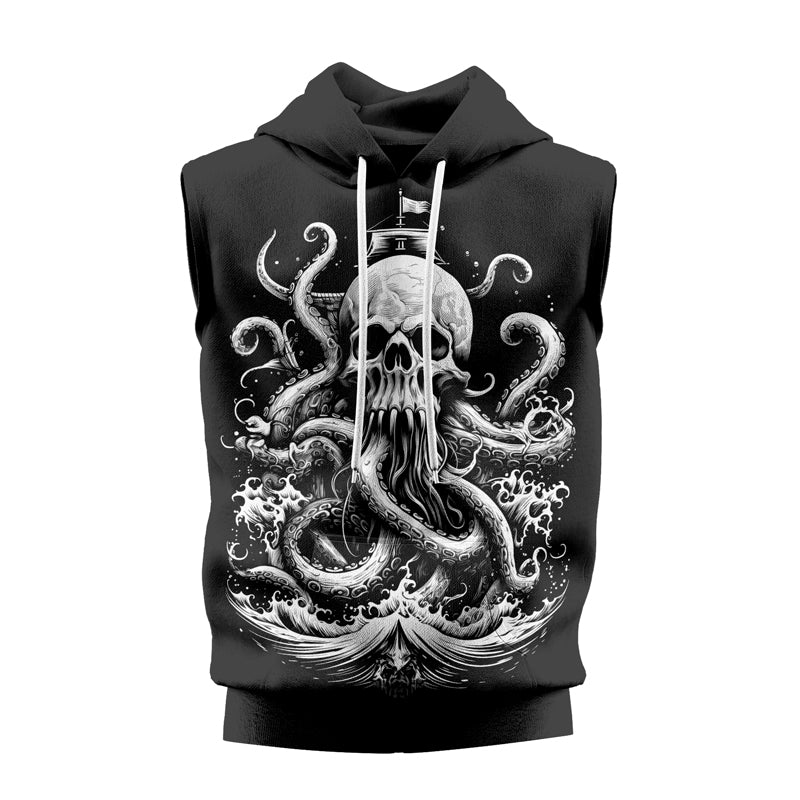 Rashninja Dreadbone Octopus Sleeveless Hoodie | MMA Sleeveless Hoodie