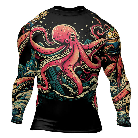 Rashninja Octopus Ramen Glow Men's Long Sleeve Rash Guard