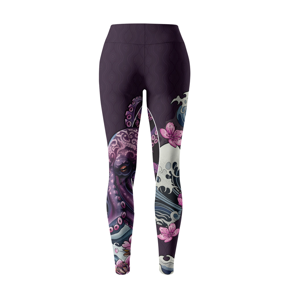 Rashninja Octopus Sakura Purple Women's Leggings