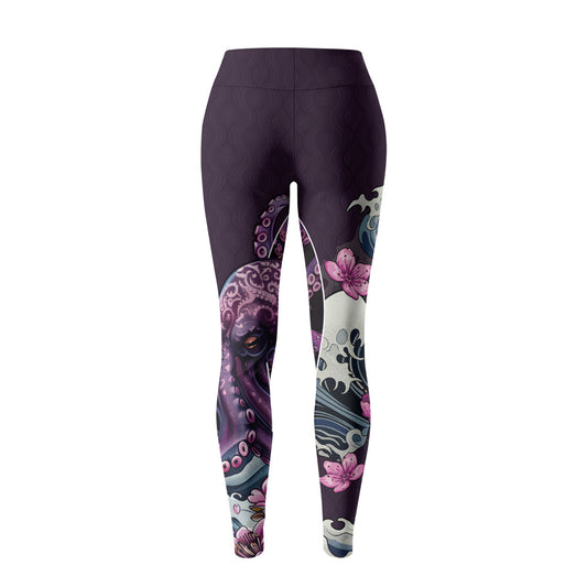 Rashninja Octopus Sakura Purple Women's Leggings