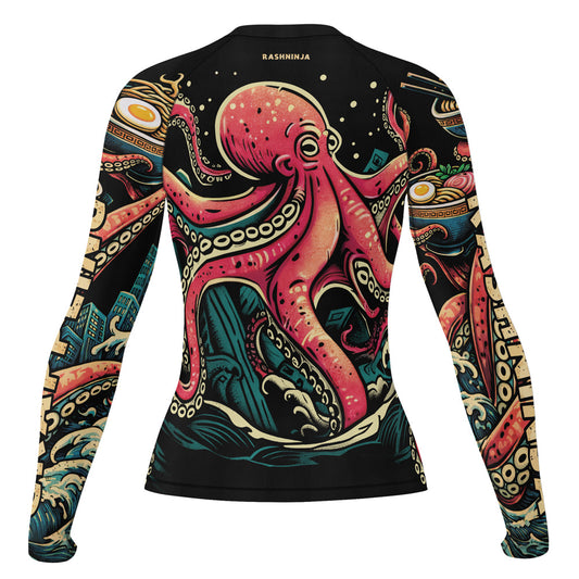 Rashninja Octopus Ramen Glow Women's Long Sleeve Rash Guard