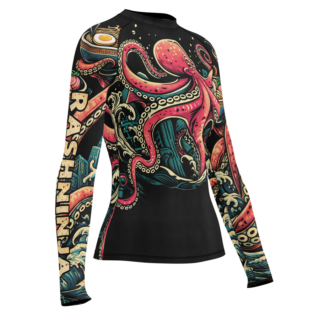 Rashninja Octopus Ramen Glow Women's Long Sleeve Rash Guard