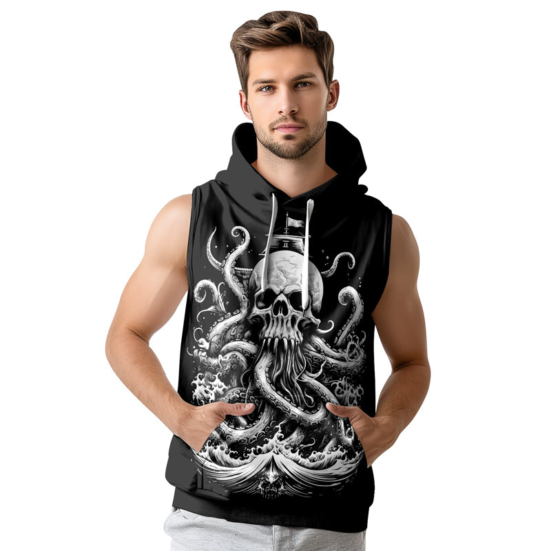 Rashninja Dreadbone Octopus Sleeveless Hoodie | MMA Sleeveless Hoodie