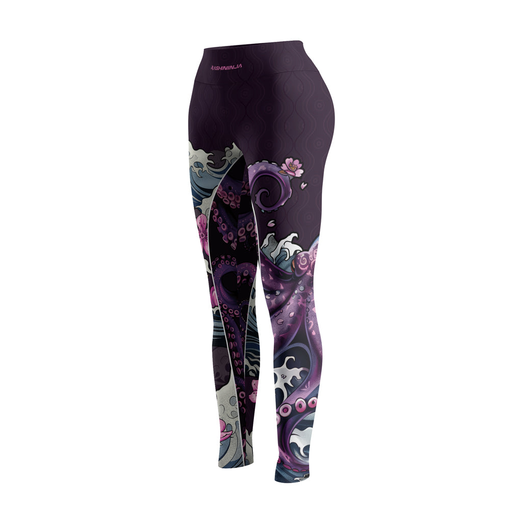 Rashninja Octopus Sakura Purple Women's Leggings