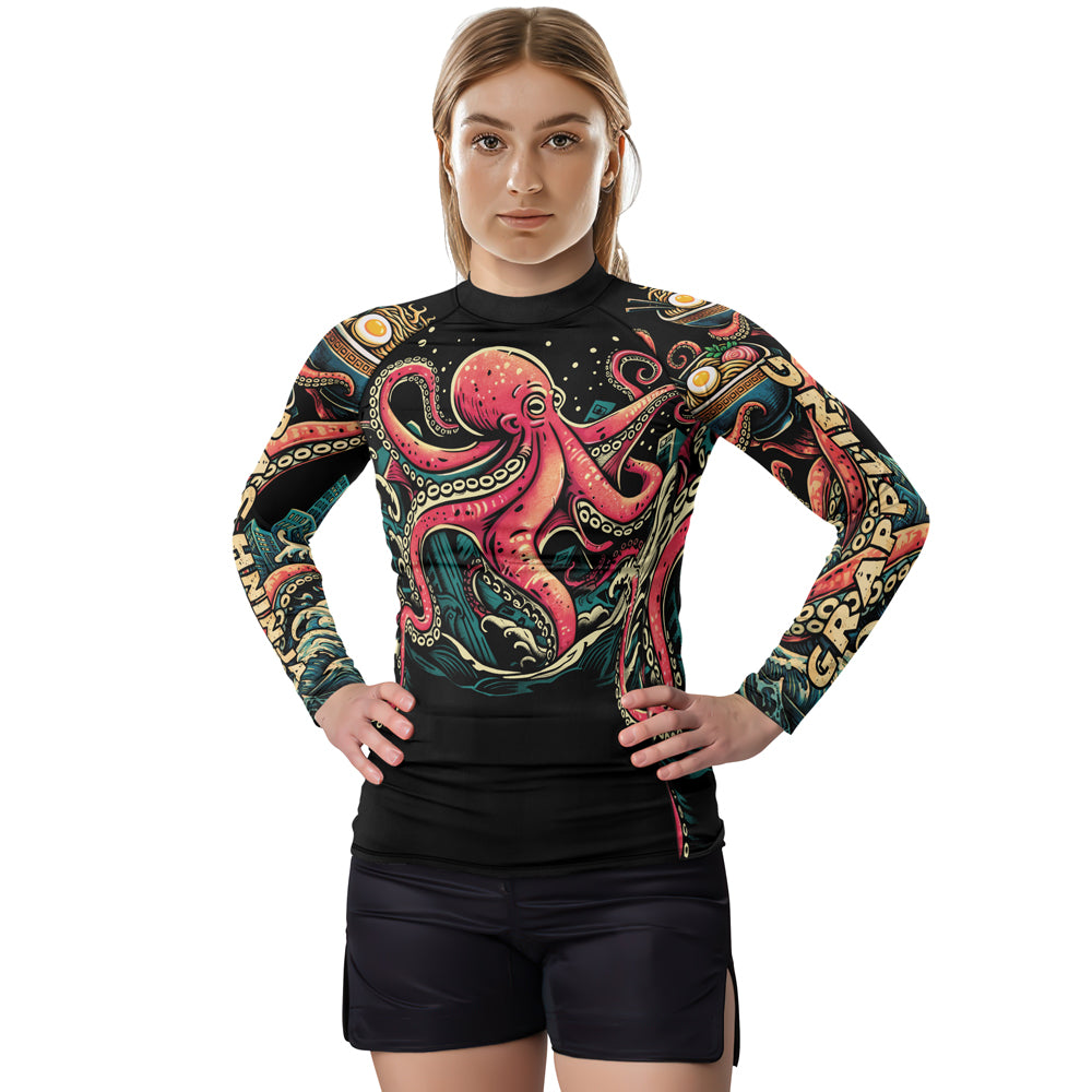 Rashninja Octopus Ramen Glow Women's Long Sleeve Rash Guard
