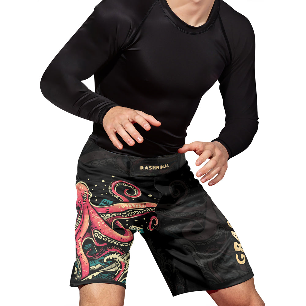 Rashninja Octopus Ramen Glow Men's Fight Shorts