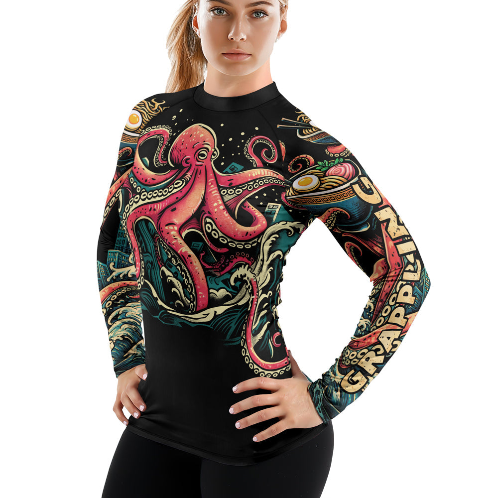 Rashninja Octopus Ramen Glow Women's Long Sleeve Rash Guard