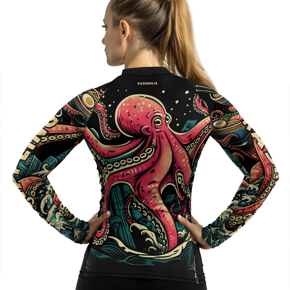 Rashninja Octopus Ramen Glow Women's Long Sleeve Rash Guard