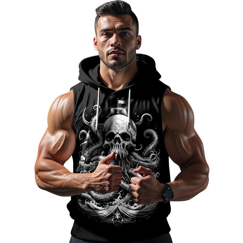 Rashninja Dreadbone Octopus Sleeveless Hoodie | MMA Sleeveless Hoodie