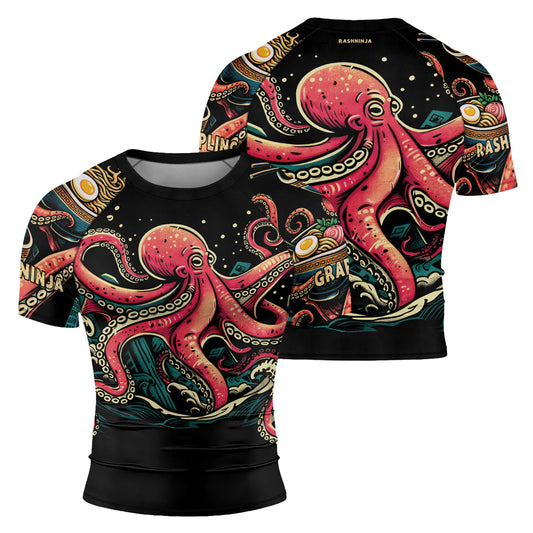Rashninja Octopus Ramen Glow Men's Short Sleeve Rash Guard