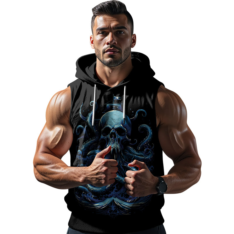 Rashninja Dreadbone Octopus Sleeveless Hoodie | MMA Sleeveless Hoodie