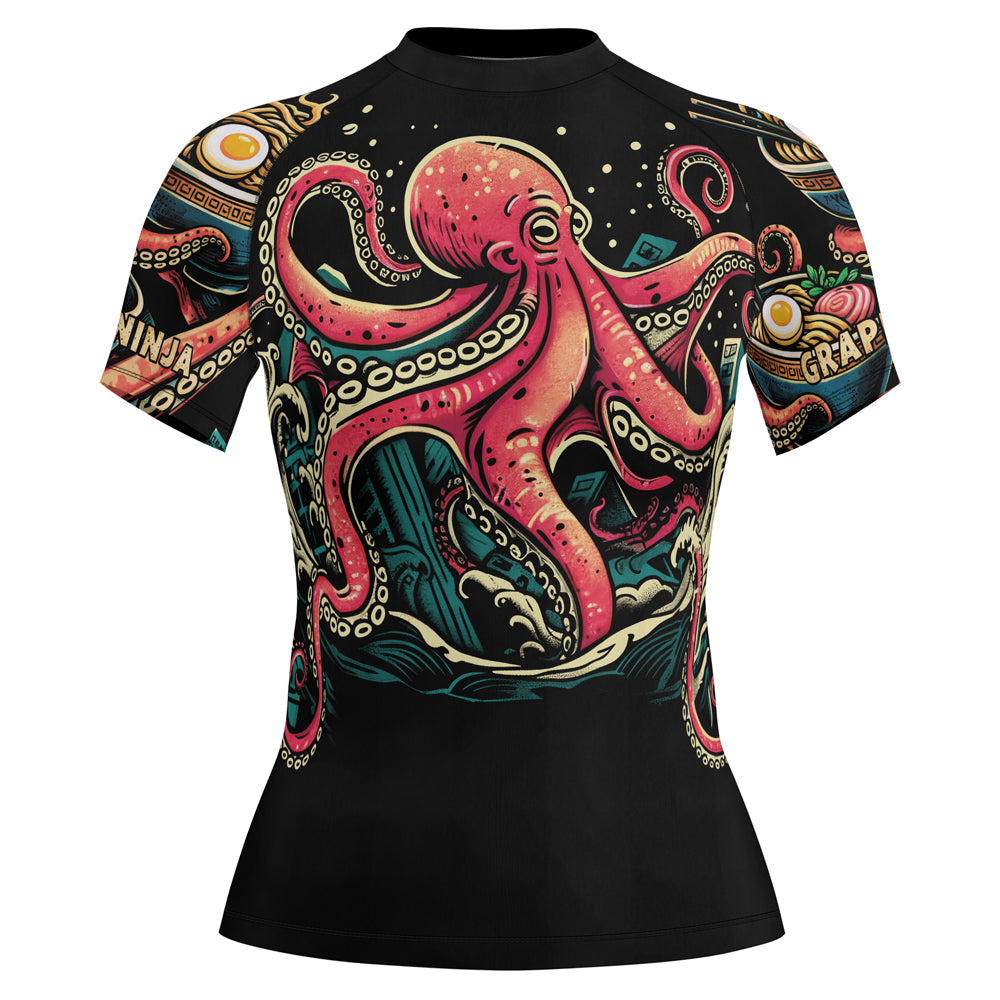 Rashninja Octopus Ramen Glow Women's Short Sleeve Rash Guard