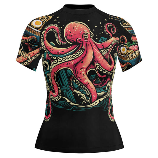 Rashninja Octopus Ramen Glow Women's Short Sleeve Rash Guard